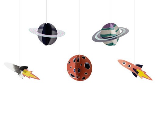 Picture of HANGING DECORATION SPACE 17X10CM - 5 PACK
